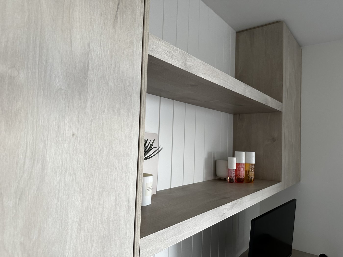Timber veneer cabinet detail with hardware